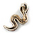 Small Red/ Black Crystal Snake Brooch In Aged Gold Tone Metal - 40mm Long - view 2