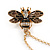 Bee and Flower Chain Brooch In Gold Tone Finish - view 4