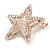 Rose Gold Tone Clear Austrian Crystal Open Layered Star Brooch - 40mm Across - view 3