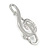 Silver Tone Clear Crystal Treble Clef Brooch - 55mm Long - view 3