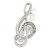 Silver Tone Clear Crystal Treble Clef Brooch - 55mm Long - view 5