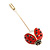 Gold Tone Red Enamel Faux Pearl Ladybird/ Lady Bug Lapel, Hat, Suit, Tuxedo, Collar, Scarf, Coat Stick Brooch Pin - 70mm Long - view 3