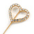 Gold Tone Clear Crystal Open Heart Lapel, Hat, Suit, Tuxedo, Collar, Scarf, Coat Stick Brooch Pin - 60mm L - view 3