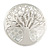 Clear Crystal Tree Of Life Round Magnetic Brooch In Silver Tone - 50mm D