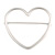 Large Matt Silver Tone Open Cut Heart Brooch - 65mm Wide