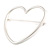 Large Matt Silver Tone Open Cut Heart Brooch - 65mm Wide - view 2