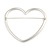 Large Matt Silver Tone Open Cut Heart Brooch - 65mm Wide - view 4