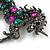 Multicoloured Crystal Unicorn Brooch In Black Tone Metal - 8cm Across - view 3
