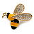 Small Crystal Enamel Bee Brooch In Gold Tone Metal (Black/ Yellow) - 35mm Across - view 4