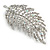 Statement Clear/ Ab Crystal Leaf Brooch In Silver Tone - 70mm Long - view 2