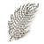 Statement Clear/ Ab Crystal Leaf Brooch In Silver Tone - 70mm Long - view 4