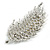 Statement Clear/ Ab Crystal Leaf Brooch In Silver Tone - 70mm Long - view 5