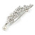 Clear Crystal, White Faux Pearl Triple Butterfly Brooch In Silver Tone - 55mm L - view 4