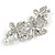 Clear Crystal, White Faux Pearl Triple Butterfly Brooch In Silver Tone - 55mm L - view 5