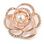 Romantic Crystal Rose Brooch In Rose Gold Tone Metal - 40mm D
