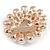 Romantic Cream Faux Pearl Crystal Butterfly Wreath Brooch In Rose Gold Tone - 40mm D - view 5