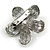 Stunning Hematite Crystal Grey Bead Flower Brooch In Aged Silver Tone Metal - 45mm Diameter - view 4