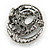 Vintage Inspired Hematite Crystal Twirl Oval Brooch In Aged Silver Tone - 50mm Long - view 4