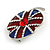 British Flag on Flower Small Enamel Red Crystal Brooch in Silver Tone - 30mm Long - view 3