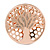 Clear Crystal Tree Of Life Round Magnetic Brooch In Rose Gold Tone - 50mm D