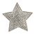Clear Crystal Star Magnetic Brooch In Silver Tone - 55mm D