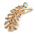 Clear/ AB Crystal Feather Brooch In Gold Tone -  45mm Long - view 2