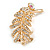 Clear/ AB Crystal Feather Brooch In Gold Tone -  45mm Long - view 3