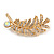 Clear/ AB Crystal Feather Brooch In Gold Tone -  45mm Long - view 4
