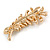 Clear/ AB Crystal Feather Brooch In Gold Tone -  45mm Long - view 5