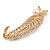 Clear Crystal Feather Brooch In Gold Tone - 65mm Long - view 3