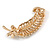 Clear Crystal Feather Brooch In Gold Tone - 65mm Long - view 4
