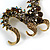 Huge Ornate Topaz/ Citrine/ Grey/ Black Crystal Chinese Dragon Brooch in Aged Gold Tone - 100mm Tall - view 3