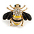 Small Black/ Yellow Enamel Clear Crystal Bee Brooch In Gold Tone - 30mm Across - view 1
