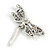 Vintage Inspired Grey Crystal Filigree Dragonfly Brooch with Dangling Tail In Silver Tone - 60mm Wide - view 2