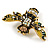 Vintage Inspired Crystal, Enamel Bee Brooch In Gold Tone - 43mm Across - view 4