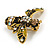 Vintage Inspired Crystal, Enamel Bee Brooch In Gold Tone - 43mm Across - view 5