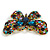 Oversized Multicoloured Glass and Crystal Stone Butterfly Brooch In Aged Gold Tone - 90mm Wide - view 3