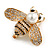 Stunning Clear/ Black Crystal White Glass Pearl Bead Bee In Gold Tone - 40mm Wide - view 3