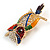 Multicoloured Crystal Owl Brooch In Gold Tone Metal - 50mm Long - view 3