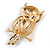 Multicoloured Crystal Owl Brooch In Gold Tone Metal - 50mm Long - view 5