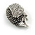 Vintage Inspired Crystal Hedgehog Brooch In Aged Silver Tone Metal - 35mm Across - view 5