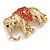 Small Adorable Elephant Brooch In Gold Tone Metal - 40mm Across - view 3