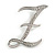 'Z' Rhodium Plated Clear Crystal Letter Z Alphabet Initial Brooch Personalised Jewellery Gift  - 40mm Tall