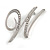 'W' Rhodium Plated Clear Crystal Letter W Alphabet Initial Brooch Personalised Jewellery Gift - 35mm Tall - view 4