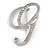 'G' Rhodium Plated Clear Crystal Letter G Alphabet Initial Brooch Personalised Jewellery Gift - 50mm Tall - view 3