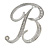 'B' Rhodium Plated Clear Crystal Letter B Alphabet Initial Brooch Personalised Jewellery Gift - 45mm Tall