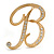 'B' Gold Plated Clear Crystal Letter B Alphabet Initial Brooch Personalised Jewellery Gift - 45mm Tall