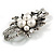 Vintage Inspired Crystal, Pearl Floral Brooch in Aged Silver Tone - 63mm Across - view 3