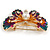 Multicoloured Enamel Crystal with Faux Pearl Butterfly Brooch In Gold Tone - 53mm Across - view 4