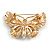 Multicoloured Enamel Crystal with Faux Pearl Butterfly Brooch In Gold Tone - 53mm Across - view 6